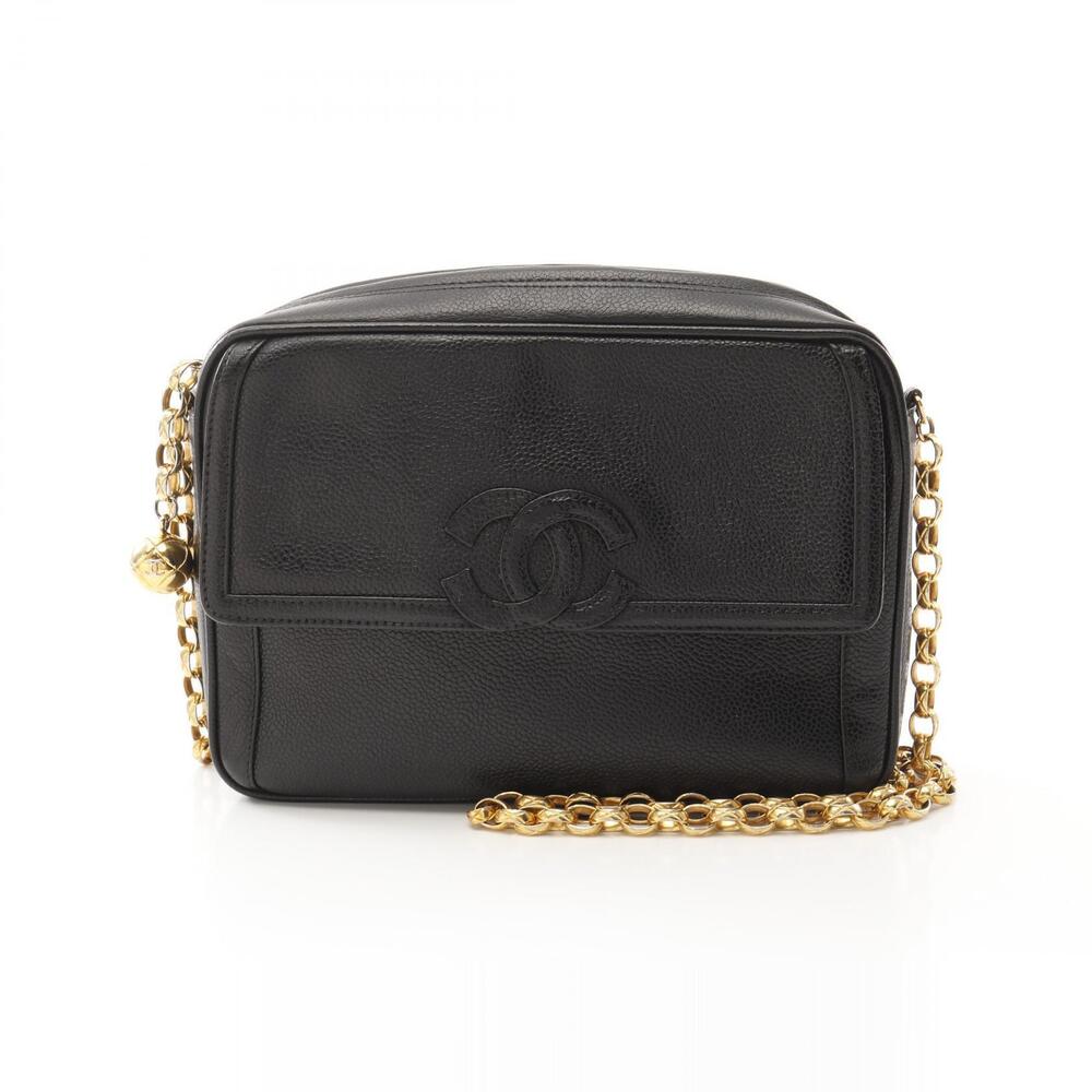 Chanel Coco Mark Shoulder Bag Leather Black